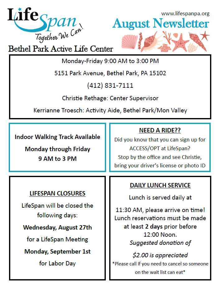 Bethel Park August 2025 Newsletter